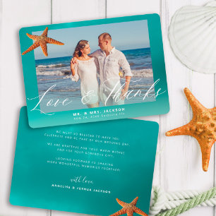 Carte De Remerciements Mariage de destination plage étoile de mer photo p
