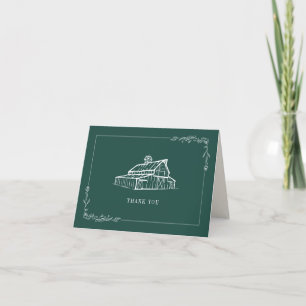 Carte De Remerciements Mariage de ferme Rustic Emerald