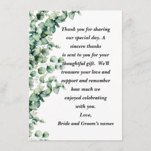 Carte de remerciements Mariage de feuillage nature