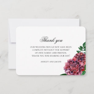 Carte De Remerciements Mariage de fleurs de Bourgogne merci. Fleur de mar