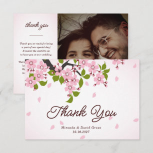 Carte De Remerciements Mariage de fleurs de cerisier rose Sakura japonais