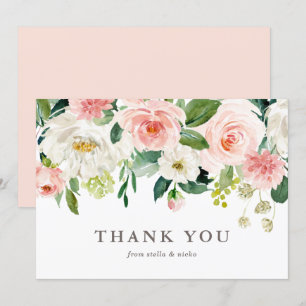 Carte De Remerciements Mariage de fleurs de printemps de l'aquarelle roma