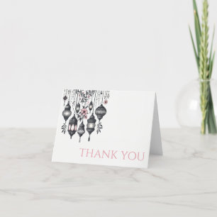 Carte De Remerciements Mariage de fleurs et lanternes roses