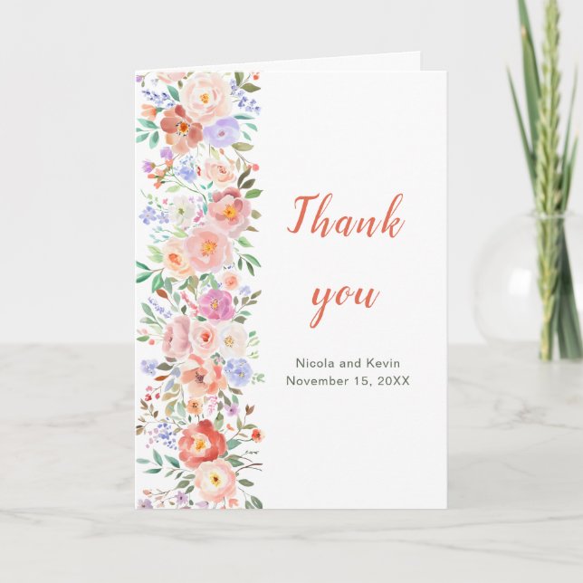 Carte De Remerciements Mariage de fleurs printanières (Devant)