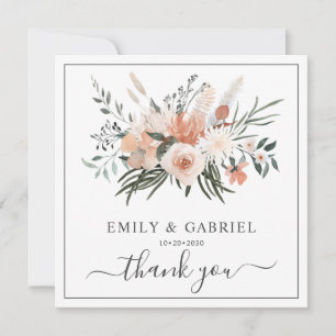 Carte De Remerciements Mariage de fleurs roses