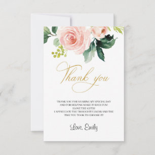 Carte De Remerciements Mariage de fleurs roses à fleurs éthérées