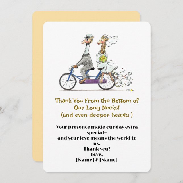 Carte De Remerciements Mariage de Giraffe Whimsical (Devant / Derrière)