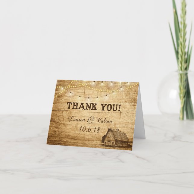 Carte de remerciements Mariage de grange pour Mari (Devant)