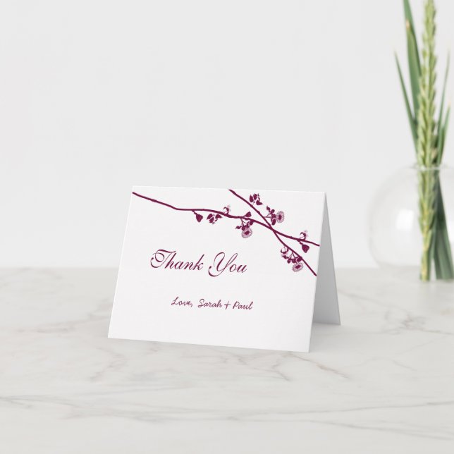 Carte De Remerciements Mariage de la branche de Fleur sauvage Rustique de (Devant)