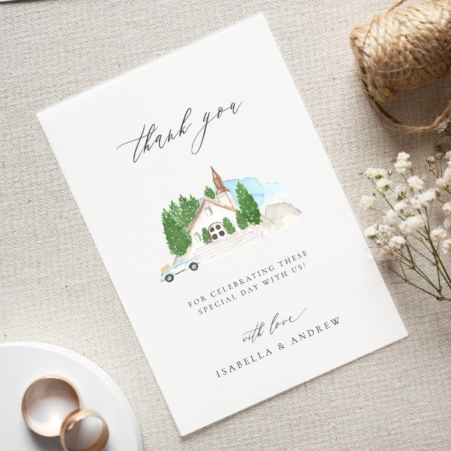 Carte De Remerciements Mariage de la Maison d'aquarelle italienne (Créateur téléchargé)