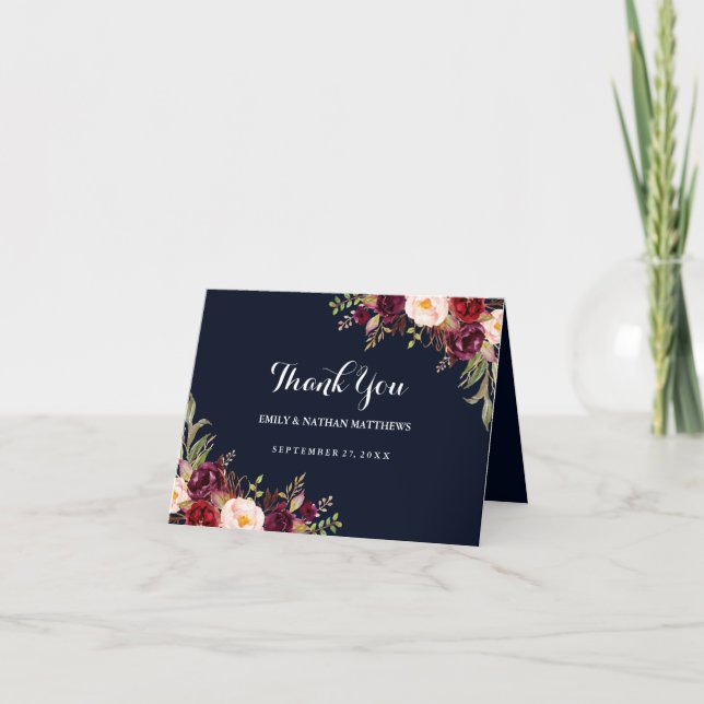 Carte de remerciements Mariage de la marine de Bou (Devant)