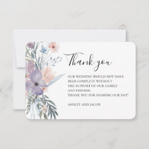Carte De Remerciements Mariage de lavande merci. Fleurs violettes. Botani