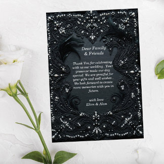 Carte De Remerciements Mariage de luxe victorien à dentelle noire gothiqu