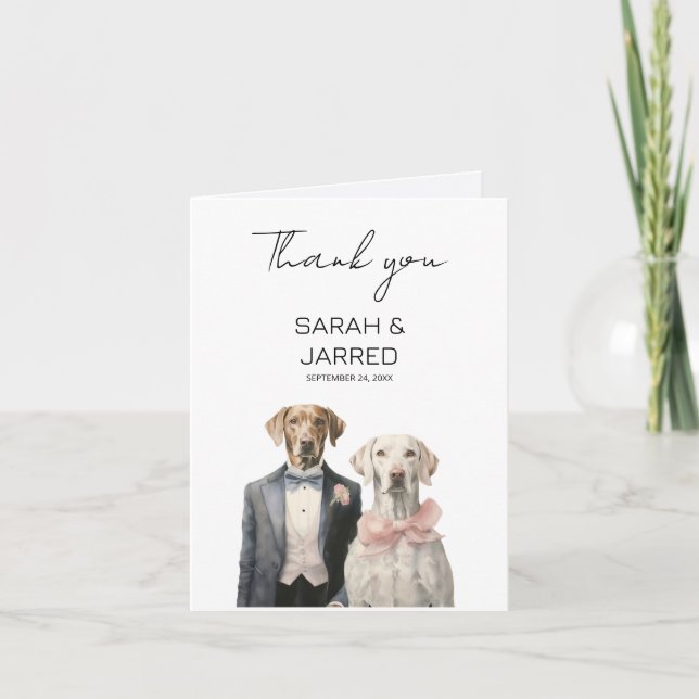 Carte De Remerciements Mariage de mariée et de chambre de chien (Devant)