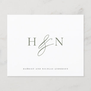 Carte de remerciements Mariage de monogramme écolo