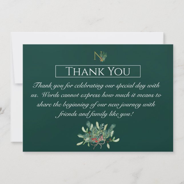 Carte De Remerciements Mariage de monographie de Noël (Devant)