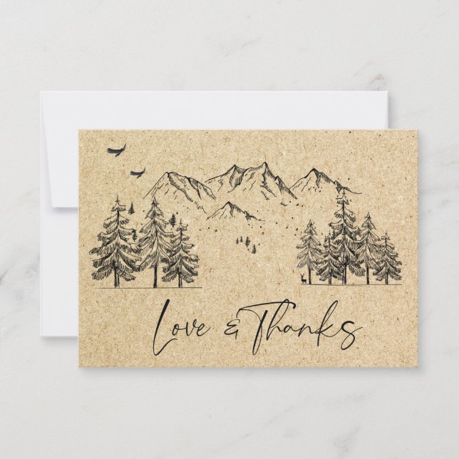 Carte De Remerciements Mariage de montage en papier Kraft simulé (Devant)
