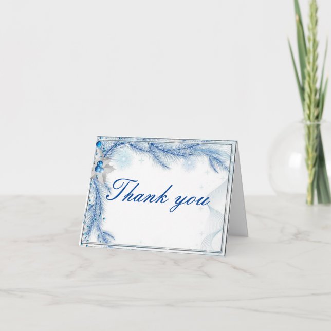 Carte De Remerciements Mariage de Noël de Blue Pine Winter (Devant)