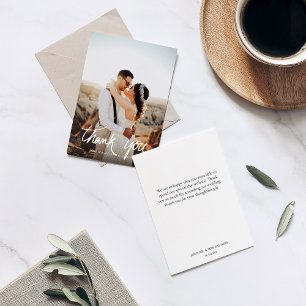 Carte De Remerciements Mariage de photo à la main chic