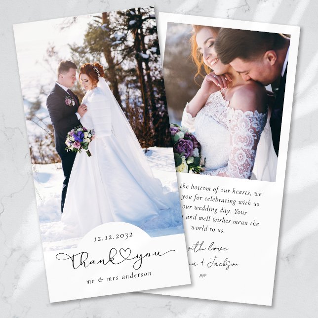 Carte De Remerciements Mariage de photo de script cardiaque (Créateur téléchargé)
