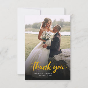 Carte De Remerciements Mariage de photo de script moderne