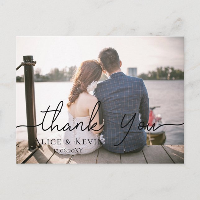 Carte de remerciements Mariage de photos à la main (Devant)