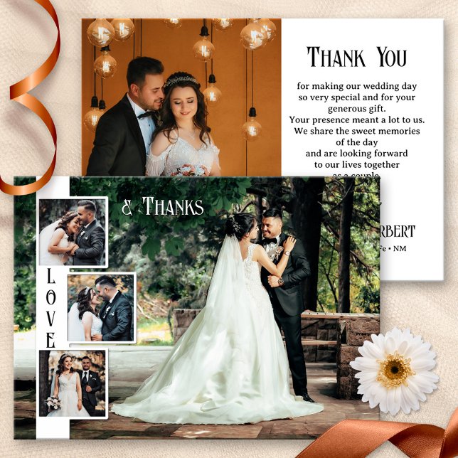 Carte de remerciements Mariage de photos simples (Créateur téléchargé)