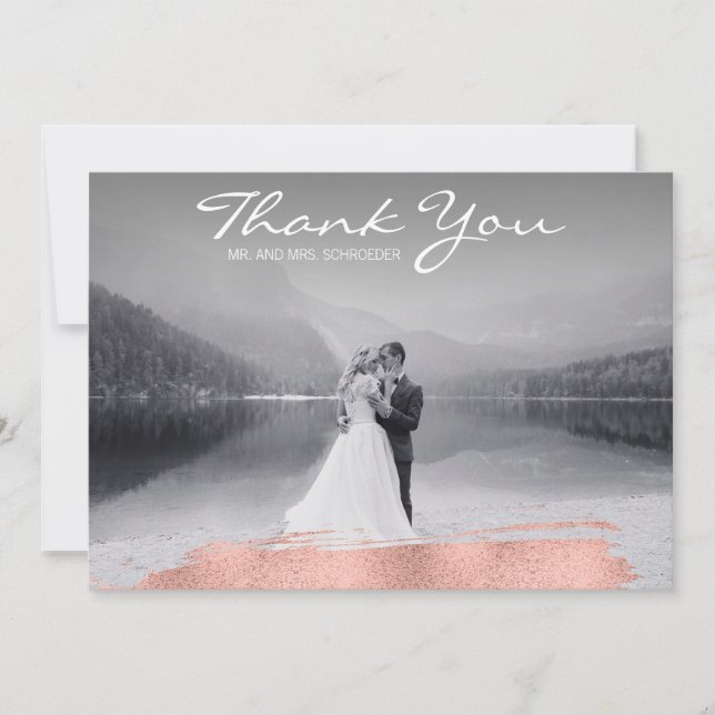 Carte de remerciements Mariage de pinceau Rose mod (Devant)