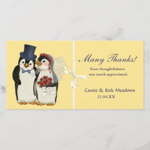 Carte De Remerciements Mariage de pingouin