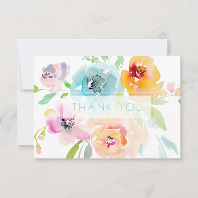 Carte De Remerciements Mariage de PixDezines Fleurs de printemps aquarell (Devant)