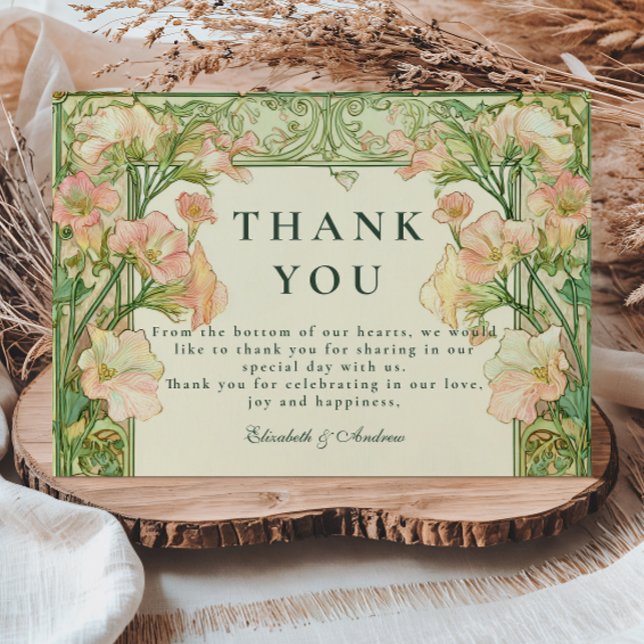Carte De Remerciements Mariage de pois doux rose Art nouveau (Créateur téléchargé)