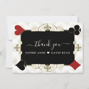 Carte De Remerciements Mariage de Poker au Casino Glamorous Gold Vegas
