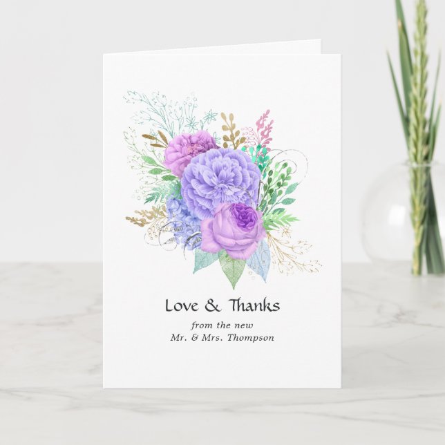 Carte De Remerciements Mariage de printemps floral rustique (Devant)