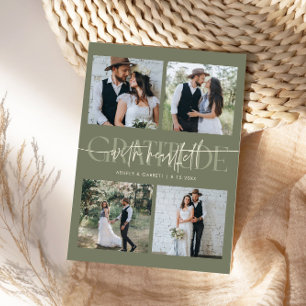 Carte De Remerciements Mariage de reconnaissance sincère Multi Photo Vert