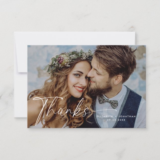 Carte de remerciements Mariage de script (Devant)