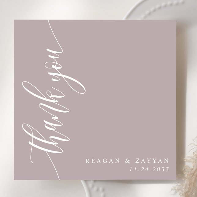 Carte De Remerciements Mariage de script de calligraphie de lavande Dusty (Créateur téléchargé)