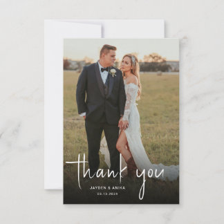 Carte De Remerciements Mariage de script de calligraphie moderne simple