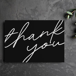 Carte De Remerciements Mariage de script de calligraphie noir solide mode