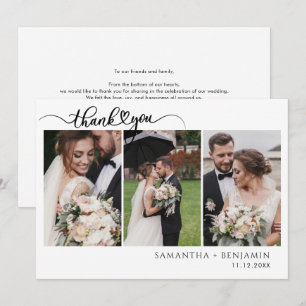 Carte De Remerciements Mariage de script de collection photo moderne