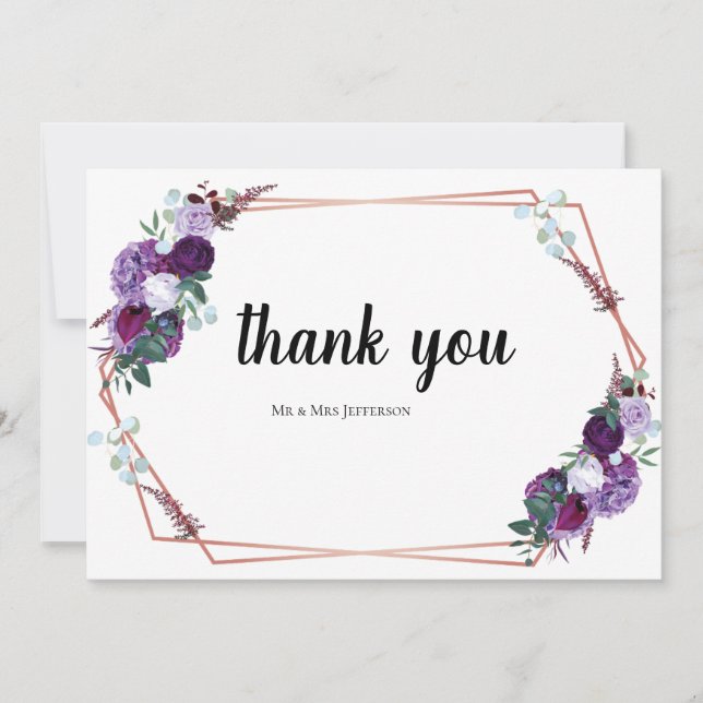 Carte De Remerciements Mariage de script floral moderne (Devant)
