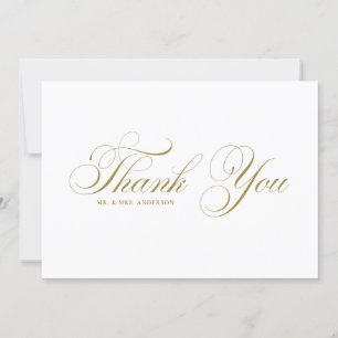 Carte De Remerciements Mariage de script Gold Formal