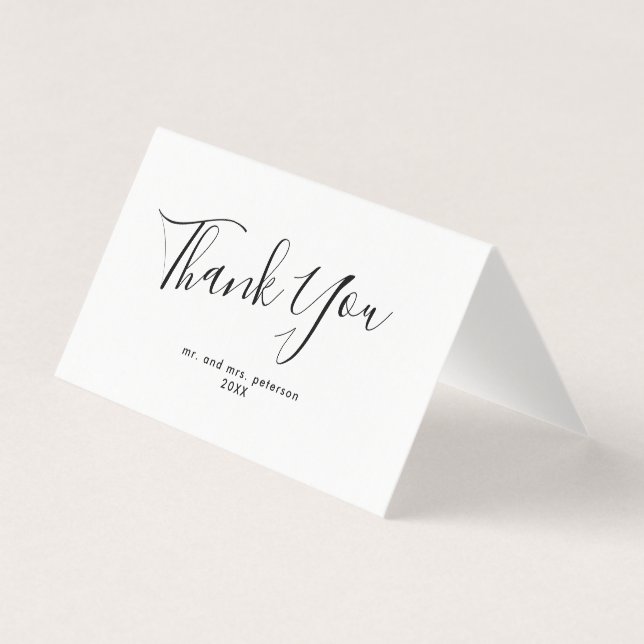 Carte de remerciements Mariage de script minimalis (Front)