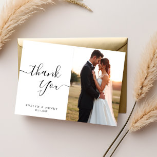 Carte De Remerciements Mariage de script minimaliste de calligraphie élég