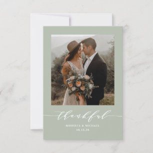 Carte De Remerciements Mariage de script minimaliste Sage Green