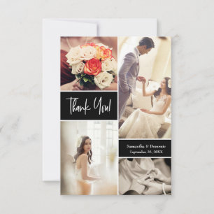 Carte De Remerciements Mariage de script moderne collage photo