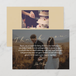 Carte De Remerciements Mariage de script, photo et code QR