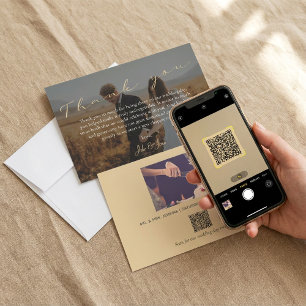 Carte De Remerciements Mariage de script, photo et code QR