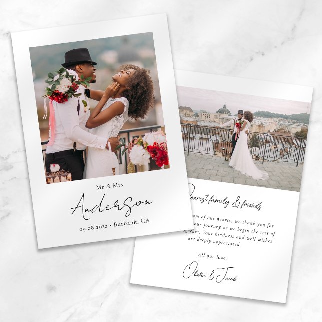 Carte De Remerciements Mariage de script photo moderne (Créateur téléchargé)