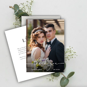 Carte De Remerciements Mariage de script photo Monogramme