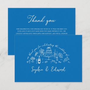 Carte De Remerciements Mariage de style dessiné à la main avec des lignes